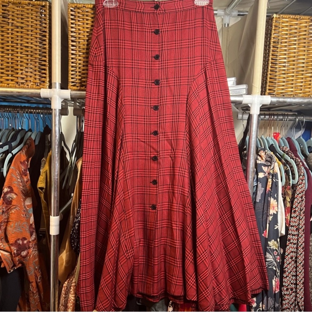 Red Plaid Vintage Skirt Ann Tijan Size 8